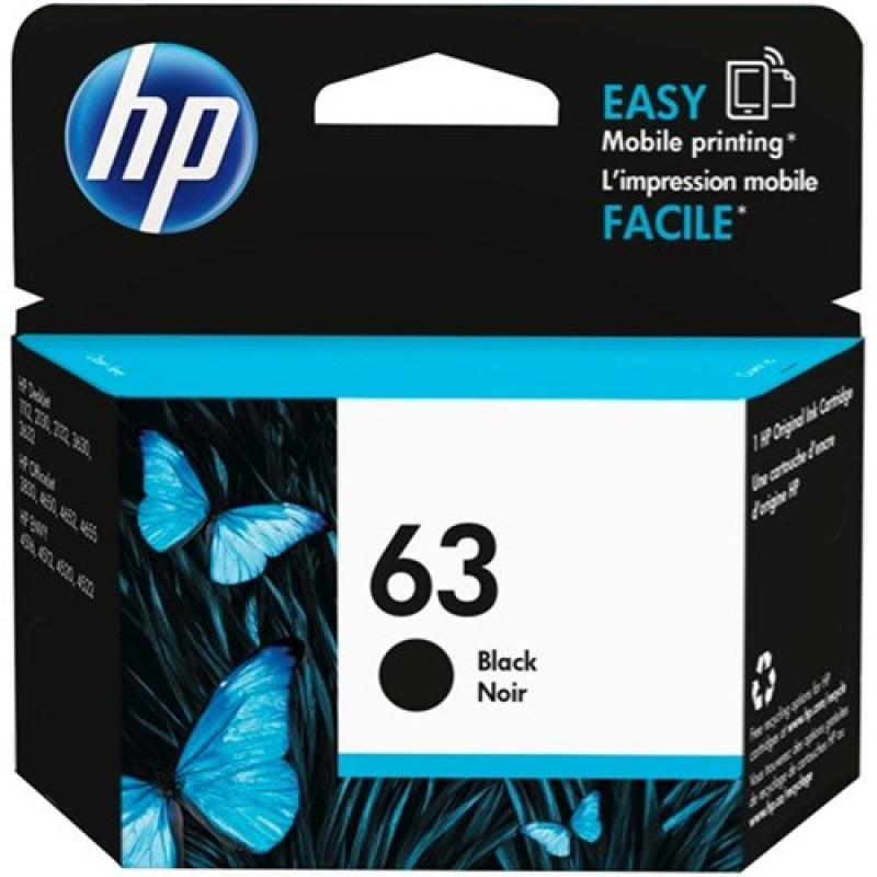HP Printer 63 Black Original Ink Cartridge - F6U62AA