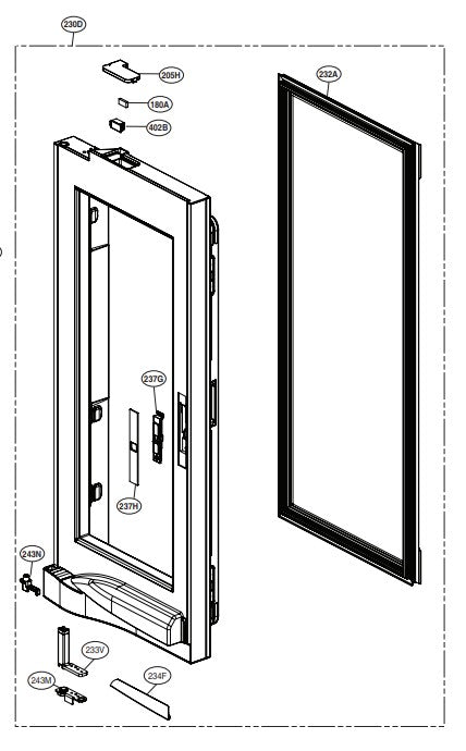 Fridge Home Bar Door Frame Left Black - ADC75305616