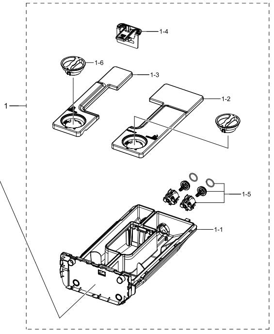 Washing Machine Detergent Drawer Assy (Excluding Front Panel) - DC97-24263B