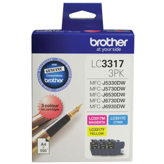 Brother Printer Ink Cartridge LC3317 Colour 3 Pack - LC33173PK